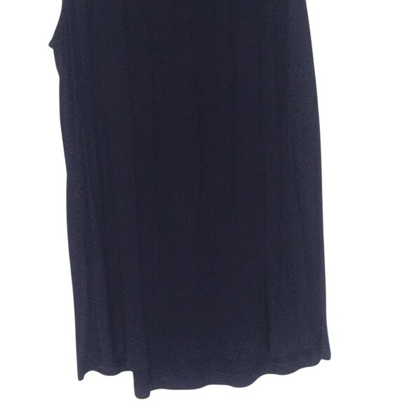 dressbarn Tank Top Womens Small Navy Blue Scoop Neck Pleated Rayon Spandex Soft - Picture 11 of 14